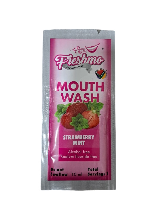 Freshmo Strawberry Mint 10ml single-serve mouthwash sachet